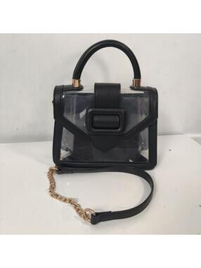 MMS Clear Black Mini Crossbody Bag with Gold Chain